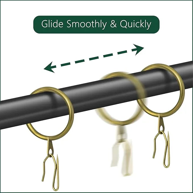 60Pcs Metal Curtain Rings and 60 Pcs Curtain Drapery Pin Hooks,Rubbed Bronze Curtain Hooks for Drapes,32mm Internal Diameter for Window, Shower Curtain - ModernBath