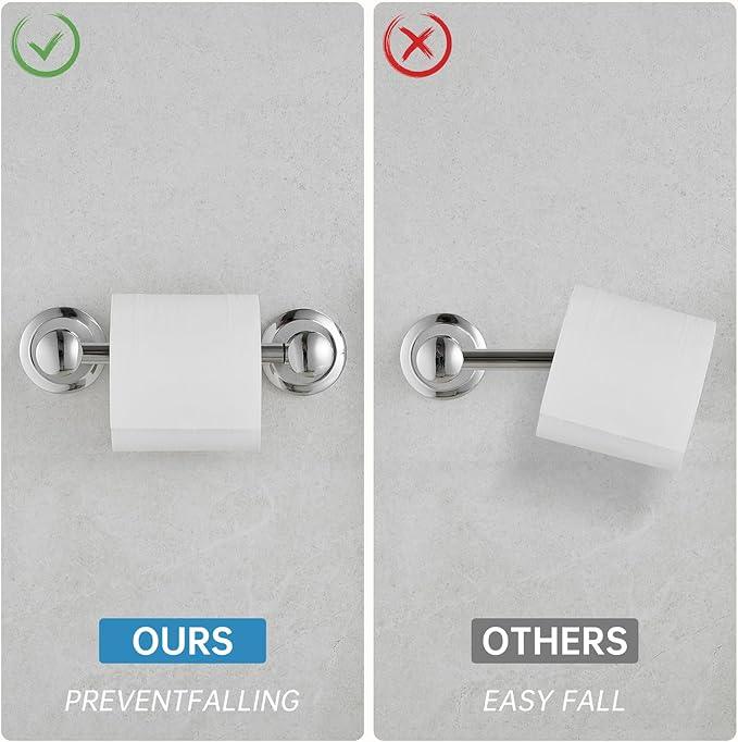 RUMOSE Toilet Paper Holder and Hand Towel Ring Polished Chrome Wall Mount Bathroom Hardware Accessories 2 PCS Set Flexible Pivoting Toilet Tissue Roll Holder and Towel Hanger, Stainless Steel - ModernBath