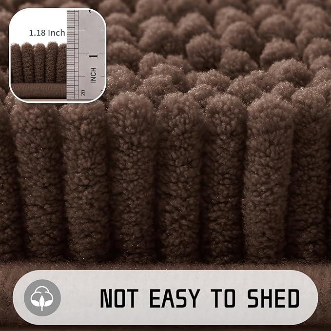 Yimobra Washable Bathroom Rugs, Super Soft & Absorbent Chenille Bath Mat for Floor & Carpet, Quick Dry Non Slip Bath Mat for Tub Shower, 24" x 17",Brown - ModernBath