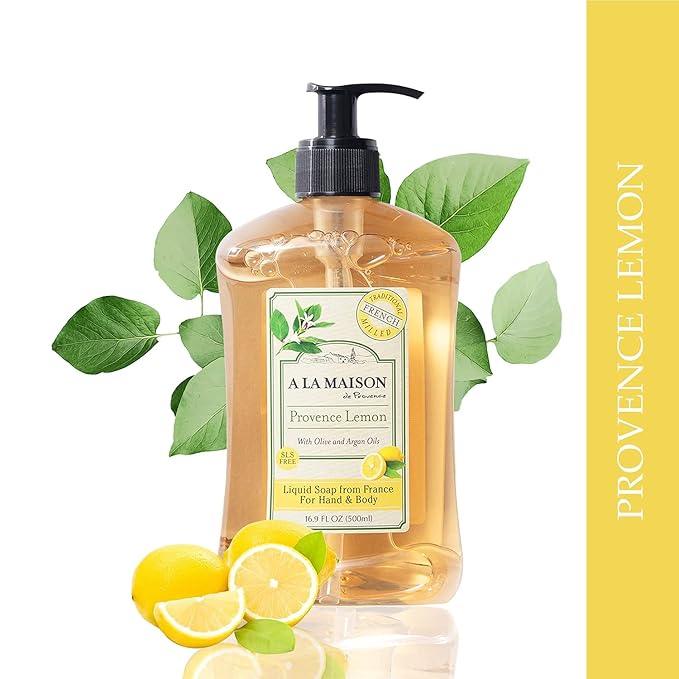 A LA MAISON French Liquid Hand Soap, Provence Lemon - Natural Hand Wash Made with Essential Oils - Biodegradable, Plant-Based, Vegan, Cruelty-Free, Alcohol & Paraben Free (16.9 oz, 1 Pack) - ModernBath