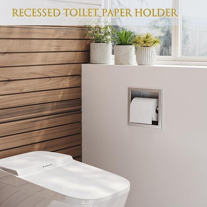 Neodrain Recessed Toilet Paper Holder, Brushed Toilet Paper Holder Built-in, Stainless Steel Recessed Tissue Paper Roll Holder, in Wall - ModernBath