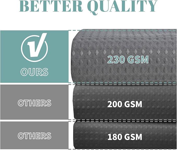 eachope Grey No Hook Waffle Weave Shower Curtain with snap-in Liner Replacement, 230GSM Waterproof Fabric Hotel Shower Curtain Set for Bathroom, Through Mesh Top Window,60Wx86H - ModernBath
