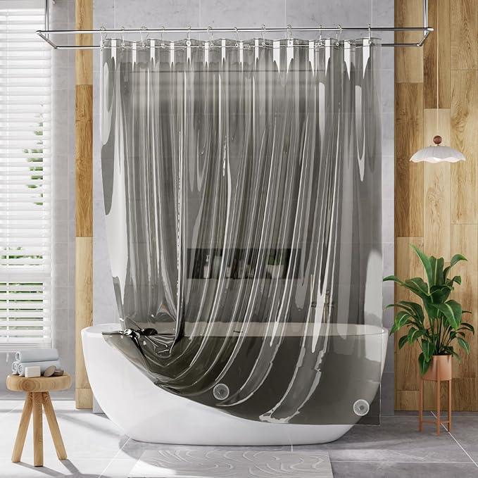 AmazerBath Extra Long Shower Curtain Liner, Clear Black Shower Liner 84 Inches Long, 72x84 Plastic Shower Curtain Liners, Cute Tall Shower Liner, PEVA Bathroom Shower Curtain Liners & 3 Magnets - ModernBath