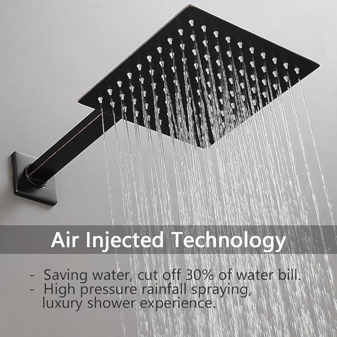 JingGang Oil Rubbed Bronze Shower Faucet Set Bathroom Luxury Rainfall Shower System with Rain Shower Head Single Function Shower Trim Kit with Rough-in Valve - ModernBath