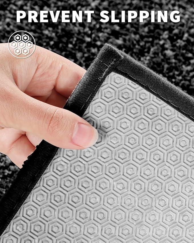 Yimobra Long Bathroom Rug Non Slip Washable, Soft Absorbent Microfiber Bath Mat, Dual-Tone Decor Rug with Rubber Backing for Bathroom Floor,Tub and Shower,47x24,Home Essentials,Black and White - ModernBath