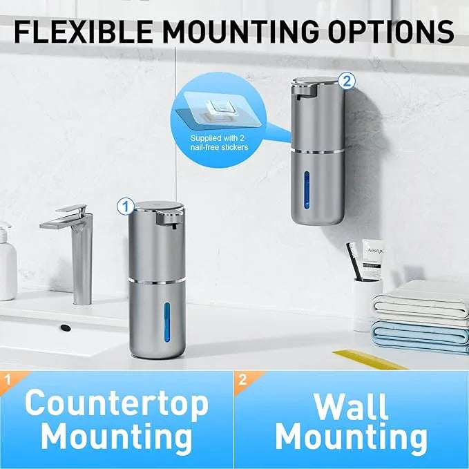 Fantictas Automatic Soap Dispenser Touchless Automatic Liquid Soap Dispenser 4 Adjustable 1500mAh Soap Dispensing Levels Wall Mount for Kitchen and Bathroom - ModernBath