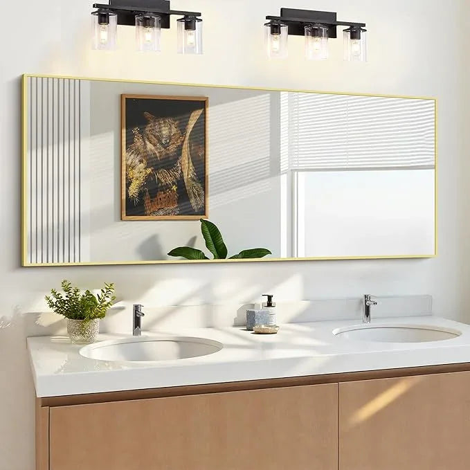 KOCUUY Large Gold Bathroom Mirror, 60"x24" Rectangle Bathroom Mirror for Wall, HD Tempered Glass, Anti-Rust Frame, Modern Design for Bathroom, Bedroom, Living Room, Entryway - ModernBath