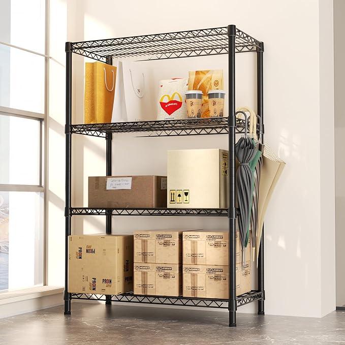 SINGAYE 4 Shelves Wire Storage Shelf 1400LBS Heavy Duty Storage Shelving Unit Metal Organizer Wire Rack Shelving 18" Dx36 Wx59 H Black - ModernBath