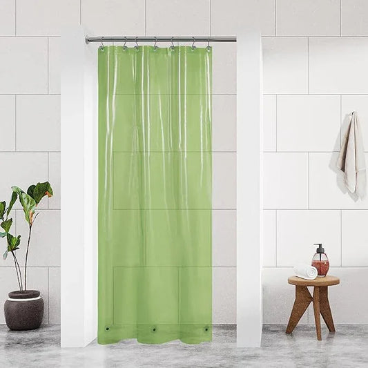 Barossa Design Clear Green Stall Shower Curtain Liner 36" W x 72" H - Waterproof PEVA Plastic Lightweight Shower Liner for Small Bathroom, 3 Magnets & Metal Grommets - Clear Green - ModernBath
