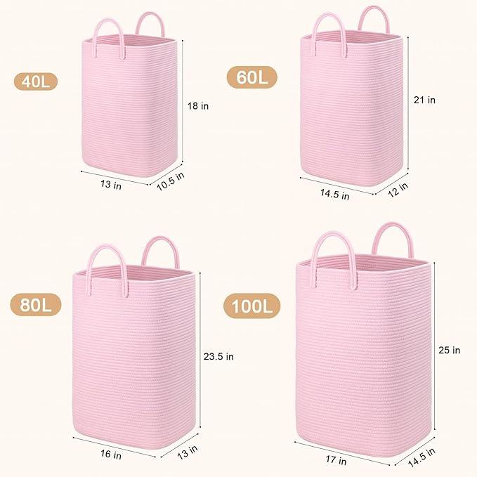 Laundry Basket,Woven Cotton Rope Laundry Hamper,60L Versatile Storage for Dirty Clothes,Baby Toys,and Blankets in Bathroom, Nursery,and Living Room - ModernBath