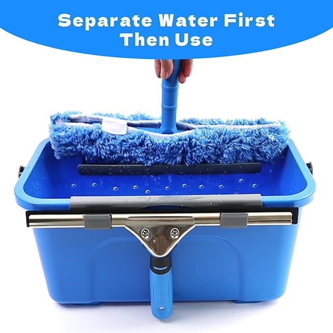 HYCDFCS Squeegee with Shelf Storage for Window Cleaning,Window Cleaning Squeegee kit with Bucket&Microfiber Scrubber,Bathroom,Shower Doors,Mirrors,Tiles,and Car Windows Blue - ModernBath