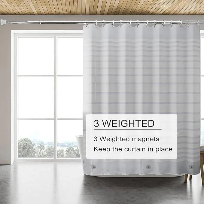 TIKABC Shower Curtain Liner, 4G PEVA Shower Liner, Plastic Waterproof Shower Curtains, 72x72 inch with Grommet Holes 3 Magnetic Weights - ModernBath