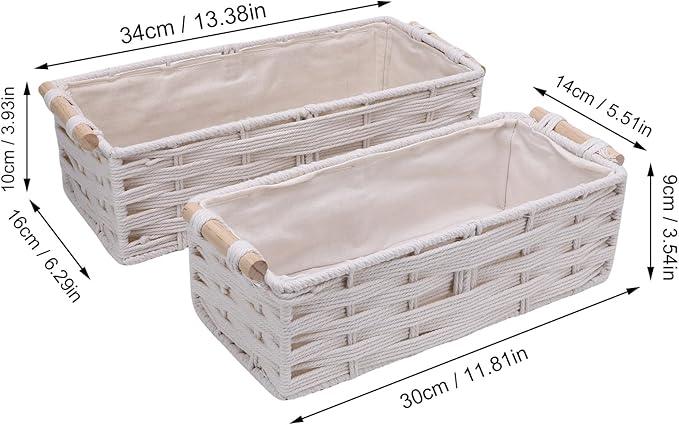 2pcs Storage Basket,Bohemian Decorative Basket,Boho Decor Woven Decorative Toilet Paper with Handles for Home Decor Bedroom Living Room Entryway - ModernBath