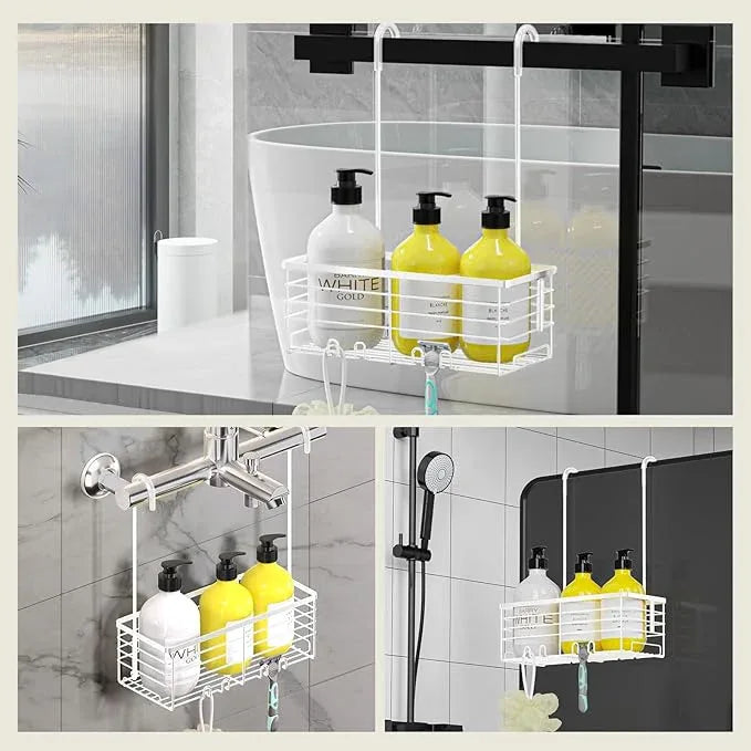 DELLAN Hanging Shower Caddy, Shower Rack Hanging for Bathroom, Shower Rack with Hooks Over the Door, Bathroom Shower Caddy and Basket(White) - ModernBath