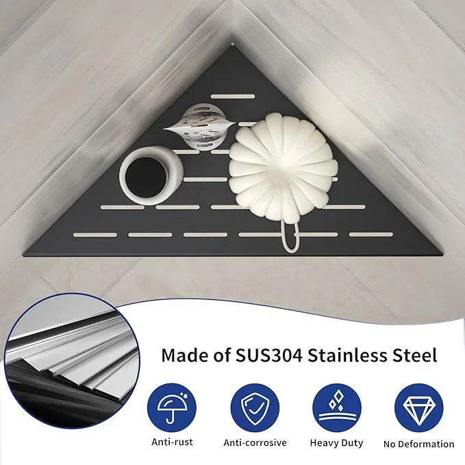 Corner Shower Shelf, 12" Matte Black 304 Stainless Steel Slot Design Recessed Corner Shelves 2 Pack Bathroom Grout in Shelf for Tiled Wall, Large Size - ModernBath