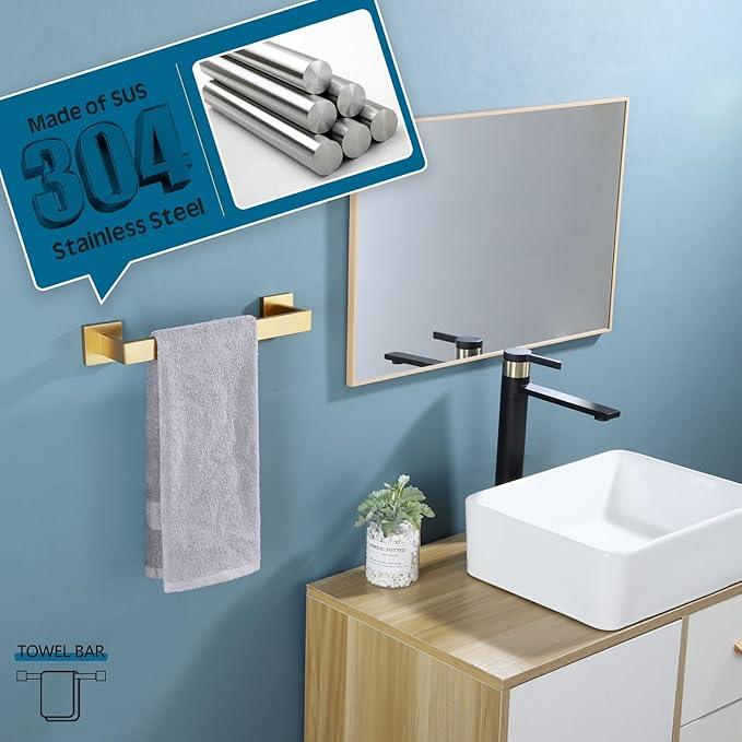 KOKOSIRI 12 Inch Hand Towel Holder Bath Towel Bar Kitchen Dish Cloths Hanger Stainless Steel Wall Mount, Brushed Gold, B4003BG-L12 - ModernBath