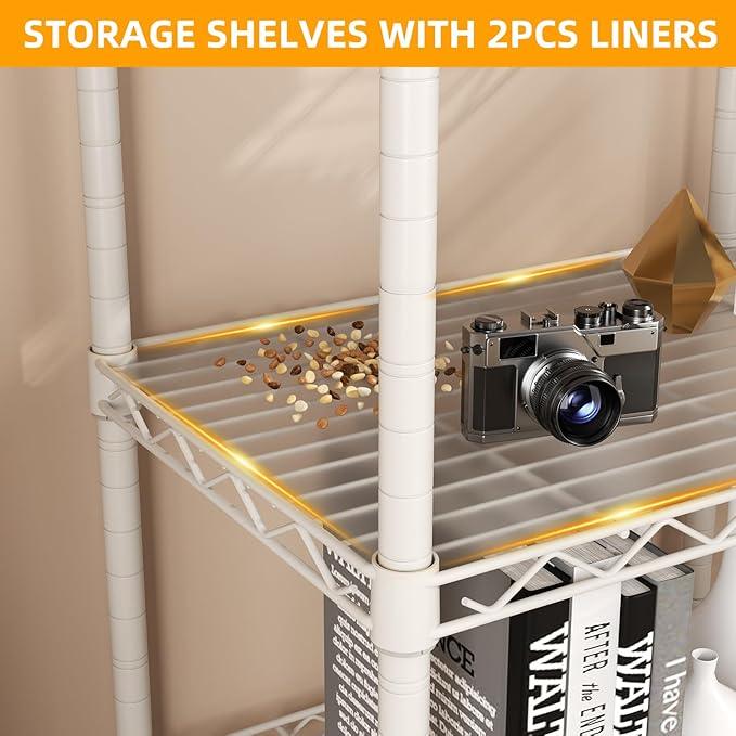 SINGAYE 4 Small Shelves Storage Shelf Wire Shelving Unit Metal Shelf Adjustable Organizers Storage Shelving with Wheels for Bathroom Laundry Room Kitchen Pantry - ModernBath
