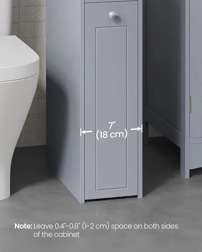 VASAGLE Slim Storage Cabinet, Narrow Storage Organizer with Slide Out Drawers, Freestanding Toilet Paper Holder, Small Space Skinny Cabinet for Bathroom Kitchen Corner, Dove Gray UBBC847G02 - ModernBath