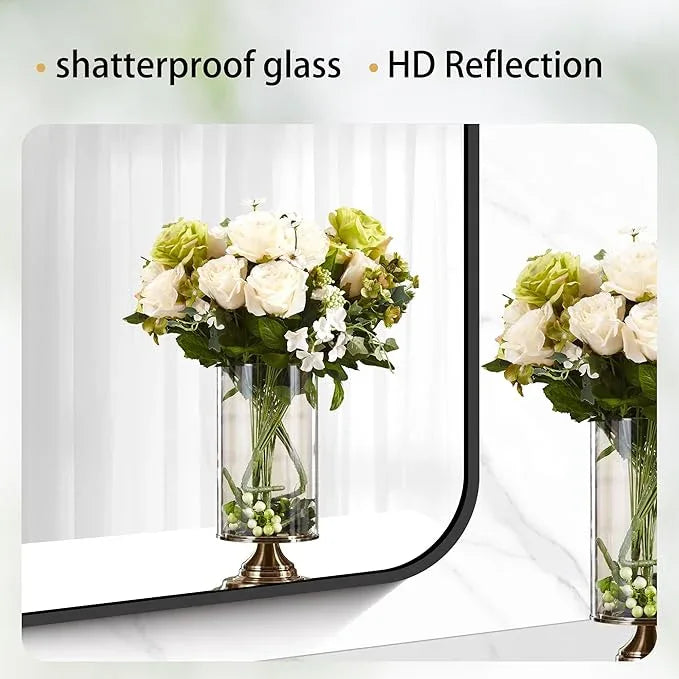 DESBING 30" x 36"Bathroom Mirror, Matte Black Wall Mirror with Metal Frame, Decorative Rectangular Vanity Mirror for Bedroom Bathroom Living Room Entryway (Horizontal/Vertical) - ModernBath