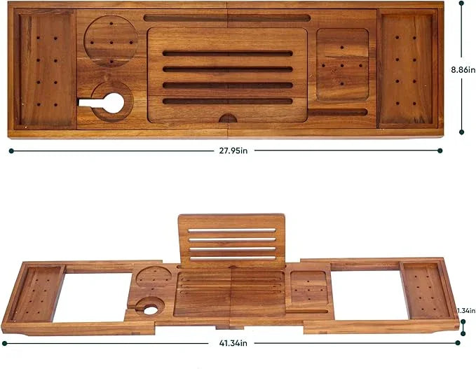 Premium Foldable Teak Bathtub Tray, Expandable Bath Tray for Tub, Luxury Bathtub & Bathroom Accessories - ModernBath