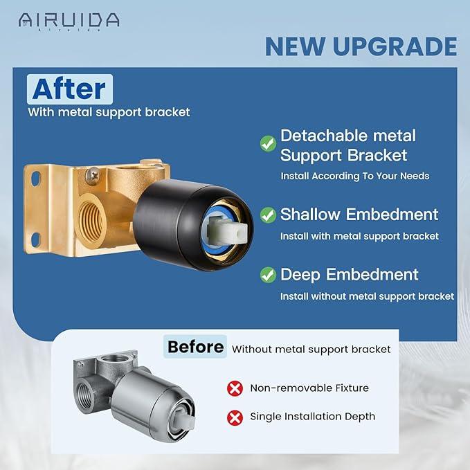 Airuida Shower Faucet Set Bathroom Rain Shower System 8 Inch Square Showerhead Single Function 1 Handle Trim Kit with Female Thread Rough-in Valve Cover Plate with H and C Labels Oil Rubbed Bronze - ModernBath