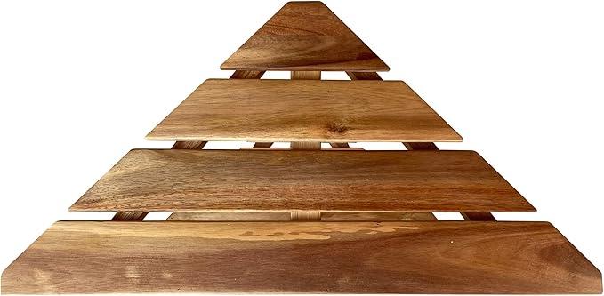 Zen 18" Acacia Wood Shower Stool – Corner Shower Bench with Shelf, Teak-Like Finish, Wooden Bath Stool for Shower or Spa - ModernBath