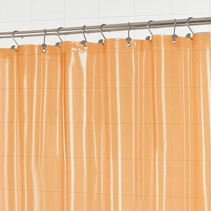 Barossa Design Extra Long Shower Curtain Liner with 3 Magnets - 72" x 84" XL, Waterproof PEVA Lightweight Shower Liner for Bathroom, PVC Free, Metal Grommets - Clear Orange, 72x84 - ModernBath