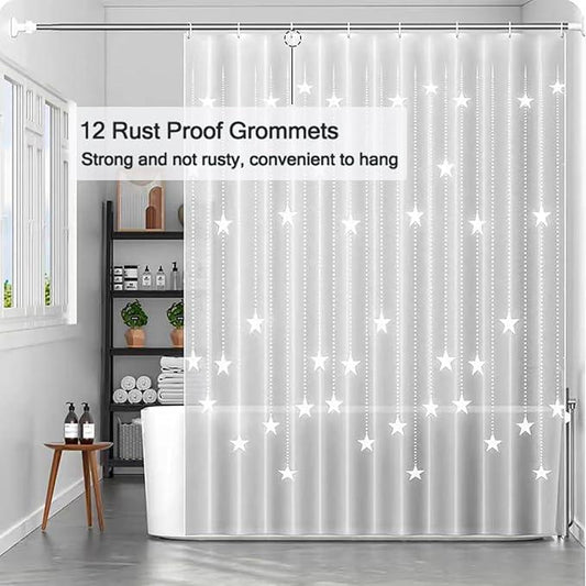 LQFMEHOT Peva Shower Curtain Liner,White Pentagram 5G Shower Liners with 12 Rustproof Metal Grommets and Weighted Magnets, Waterproof Duty Shower Curtains for Shower Bathroom 72 x 72 - ModernBath