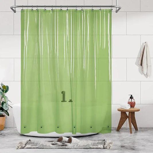 Barossa Design Clear Green Shower Curtain Liner - PEVA Heavy Duty Shower Liner with 6 Magnets and Metal Grommets, 72" x 72" Waterproof Bathroom Curtains - Clear Green - ModernBath