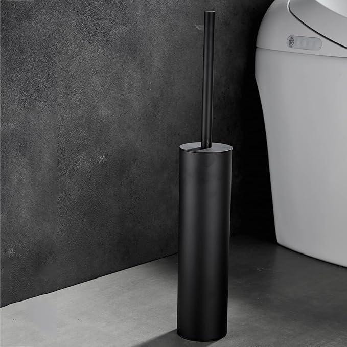Freestanding Luxury Toilet Brush 304 Stainless Steel Toilet Brush and Holder 19-Inches Tall Round Rust Resistant Anti-Odor and Easy to Clean with Matte Black Finished - ModernBath