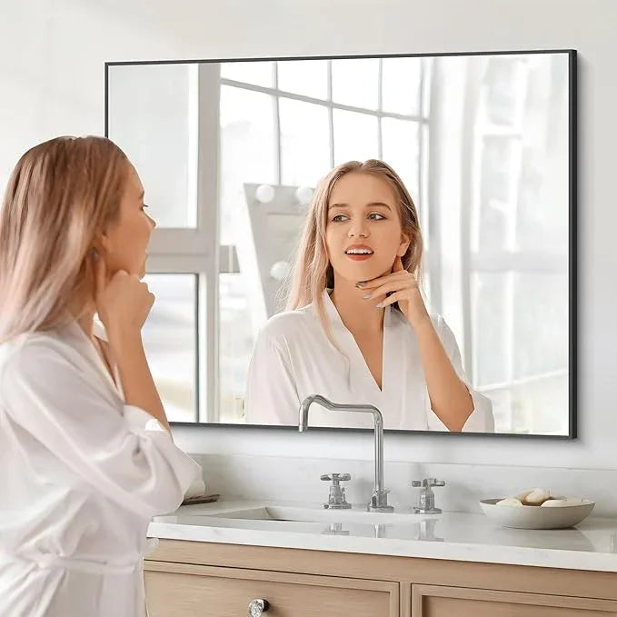 DESBING Black Bathroom Mirror for Wall, 30x36 Inch Rectangle Mirrors with Metal Frame, Modern Vanity Wall Mirror Decor for Entryway Hangs, Bathroom Living Room Horizontal or Vertical - ModernBath