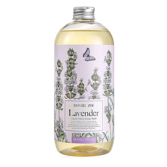 ROMIIE ZOI Liquid Hand Soap Refill, Lavender, Gentle & Moisturizing Formula, 750 ML/ 26 FL OZ - ModernBath