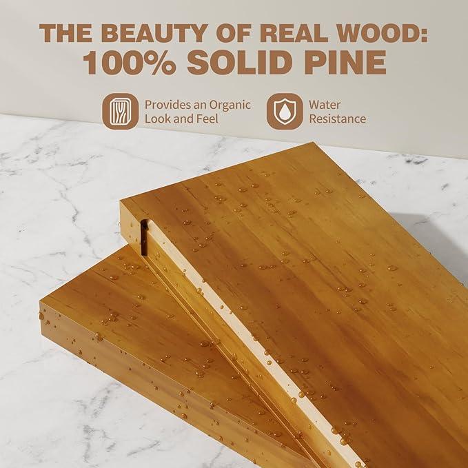 Solid Wood Floating Shelves 24'' Long, 8'' Deep Wall Mounted Shelves with Heavy Duty Brackets, Max Load 150 lbs, Wall Shelves for Bathroom Kitchen Living Room, 24 x 8 x 1.6 in, Walnut, Set of 2 - ModernBath