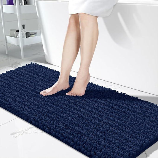 Yimobra Bathroom Runner Rug 60x24 Inch - Extra Long Non Slip Chenille Bath Mat, Soft & Absorbent, Machine Washable Shaggy Hallway Carpet for Vanity Tub Shower, Navy Blue Home Decor Accessories - ModernBath