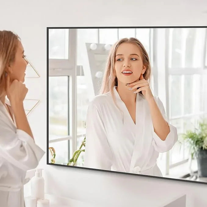 COFENY Black Bathroom Mirror for Wall, 60x30 Inch Rectangle Mirrors with Metal Frame, Modern Vanity Wall Mirror Decor for Bathroom Living Room, Entryway Hangs Horizontal or Vertical - ModernBath