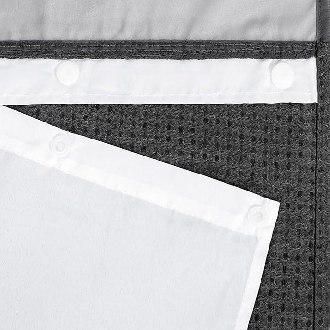 River Dream Heavyweight No Hooks Required Dotted Waffle Weave Shower Curtain with Snap in Liner - 71W x 74H,Hotel Grade,Spa Like Bath Curtain,Graphite Grey - ModernBath