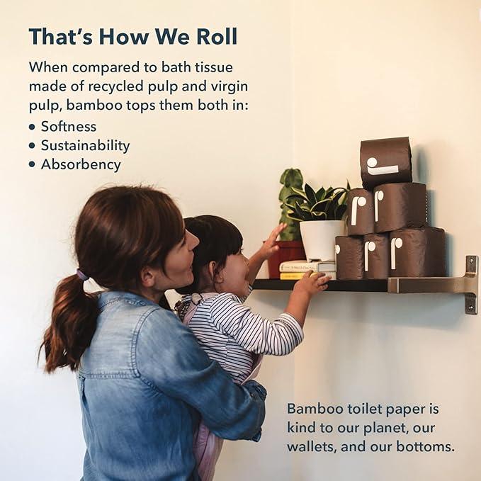 Reel 3-Ply Soft and Strong Bamboo Toilet Paper - 12 Rolls - Toxin-Free, Tree-Free, PFAS Free, BPA Free - Zero Plastic Packaging, Sustainable & Septic Safe - ModernBath