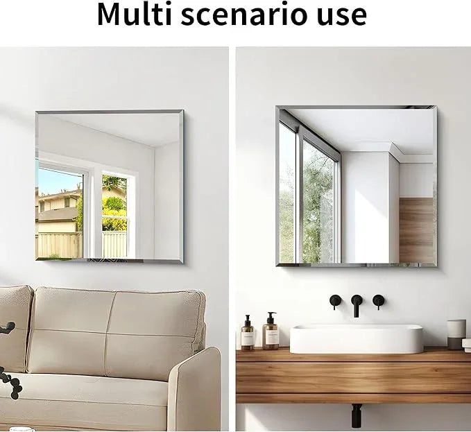 CILIBER Beveled Mirror, 24x24 inch Square Bathroom Mirrors for Wall, Upgraded Shatterproof Frameless Vanity Mirror Over Sink with Beveled Edge for Bathroom,Bedroom,Living Room and Entryway - ModernBath