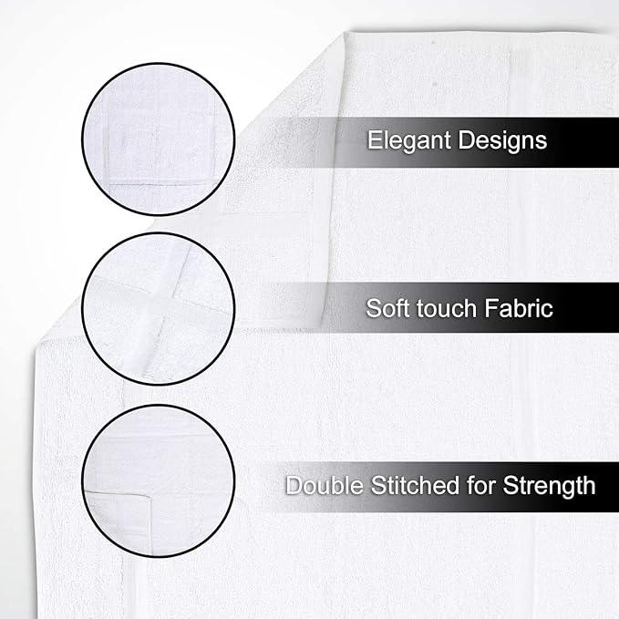 GOLD TEXTILES Cotton Blend Economy White Hotel Bath Mat Towel (18x25 Inches) Light Weight Quick Drying & Machine Washable (48 Pack) - ModernBath