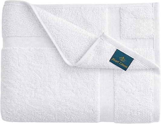Pearl Linens Pack of 6 100% Cotton Bath Mat 18x25 inches, Soft & Absorbent Quick Dry Bathroom Mat Set, Not Bathroom Rugs, After Shower Mat, Bath Tub Mat, 687 GSM, Machine Washable, White - ModernBath