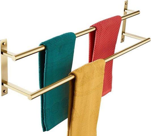 KOKOSIRI 32 Inch Bathroom Towel Racks Double Towel Bar Bath Towel Holder Towel Hanger Towel Shelf Wall Mount Stainless Steel Brushed Gold B5010BG-L32 - ModernBath