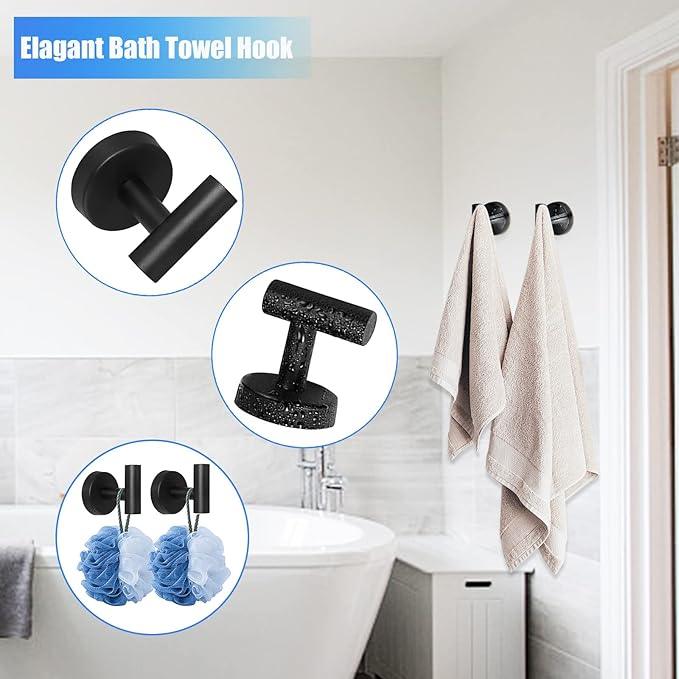 Cilee 10 Piece Matte Black Bathroom Hardware Set,2 Pack 5 Piece Bathroom Accessories Set Include 24 inch,16 inch Toilet Paper Holder, Towel bar,Towel Ring,Towel Hook,Stainless Steel Wall Mounted - ModernBath