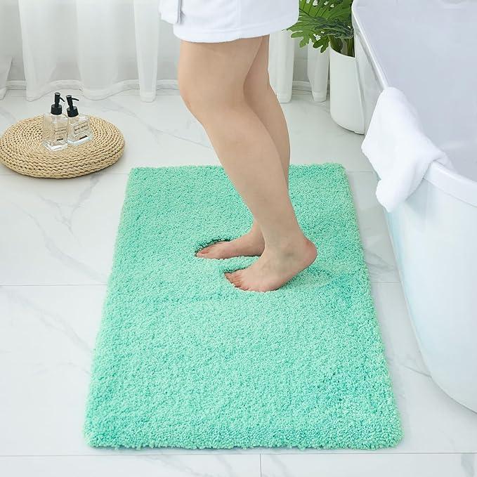 Ruggnovea Bathroom Rugs Non Slip Washable 36x24, Ultra Soft Thick Shaggy Absorbent Bath Mats, High Density Foam Latex Non Slip Backing Bath Rugs, Microfiber Bath Mats for Bathroom Floor&Sink,Spa Blue - ModernBath