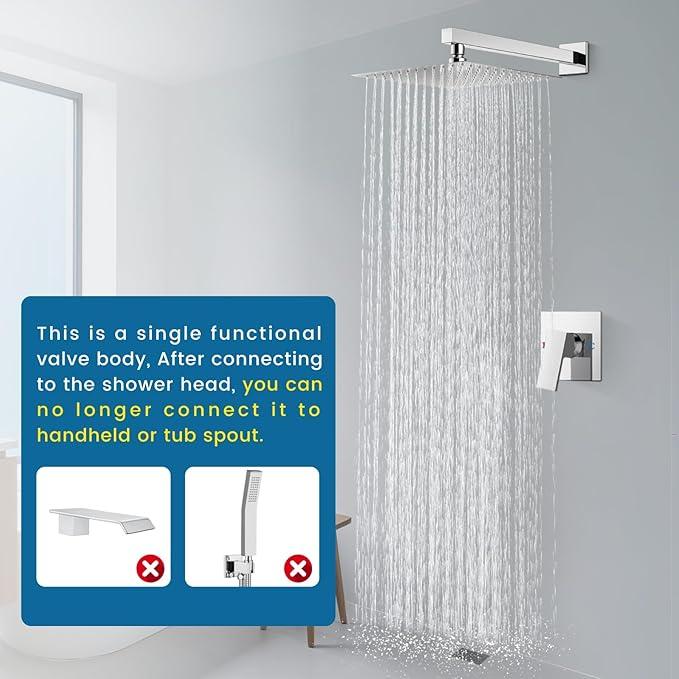 Cinwiny Shower Faucet Set,Shower Head and Handle Set with Valve,Single Handle,Wall Mount 10 Inch Showerhead for Modern Bathroom,Polished Chrome - ModernBath