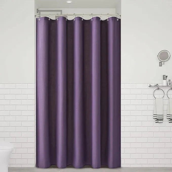 Naturoom Purple 60 Inch Shower Curtain - Stall Narrow Half Linen Ultra Thick Fabric Shower Curtain Set with Hooks, Boho Farmhouse Rustic RV Camper Bath Curtains for Bathroom, 60x72 - ModernBath