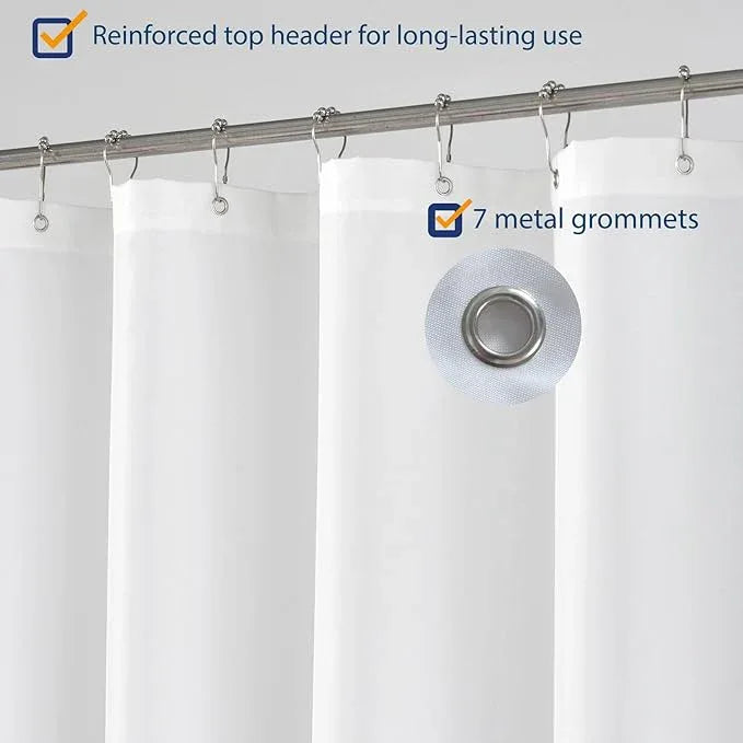 N&Y HOME Fabric Shower Curtain Liner 40 x 72 inches Bath Stall Size, Hotel Quality, Washable, Water Repellent, White Spa Bathroom Curtains with Grommets, 40x72 - ModernBath