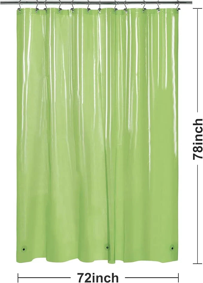 Barossa Design Clear Green Long Shower Curtain Liner 78" Height - 3 Magnets & Waterproof Lightweight PEVA Shower Liner for Bath Tub, PVC Free, Metal Grommets, Clear Green, 72x78 - ModernBath