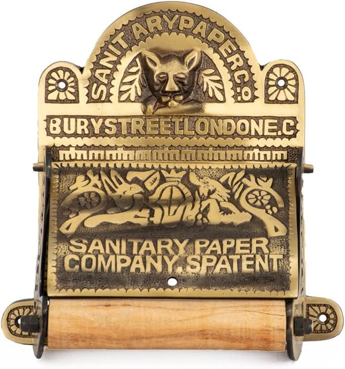 Renovators Supply Manufacturing Antique Brass Wall Mount Toilet Tissue Paper Holder 6.9" Wide Victorian Style Rust Resistant Solid Brass Bathroom Toilet Sanitary Paper Roll Holder Storage with Lid - ModernBath