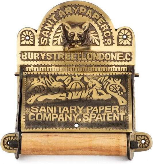Renovators Supply Manufacturing Antique Brass Wall Mount Toilet Tissue Paper Holder 6.9" Wide Victorian Style Rust Resistant Solid Brass Bathroom Toilet Sanitary Paper Roll Holder Storage with Lid - ModernBath