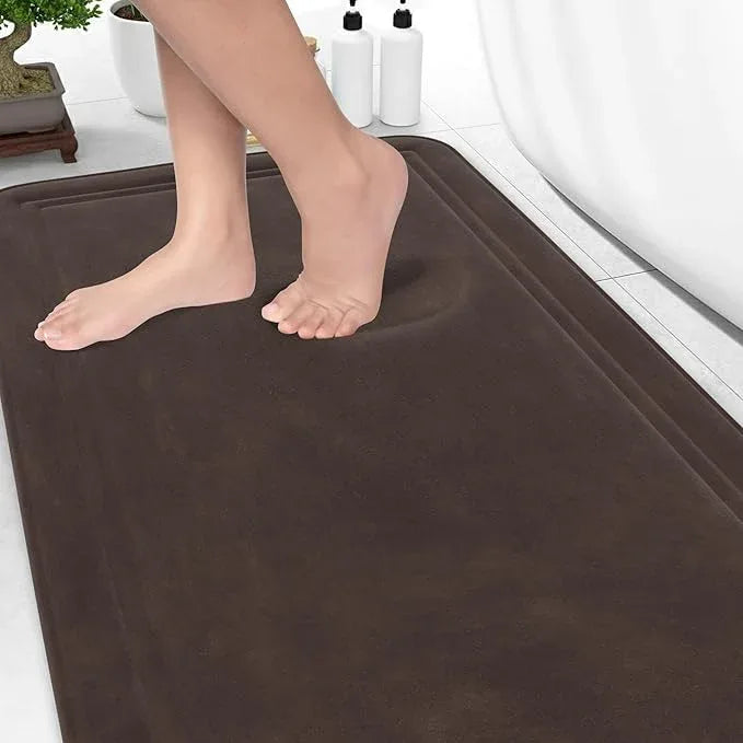 ITSOFT Memory Foam Bath Mat 59x23, Non Slip, Machine Washable, Quick Dry & Absorbent Rugs, Bath Mats for Bathroom Floor, Tub & Shower, Bathroom Rug, Chocolate Brown - ModernBath